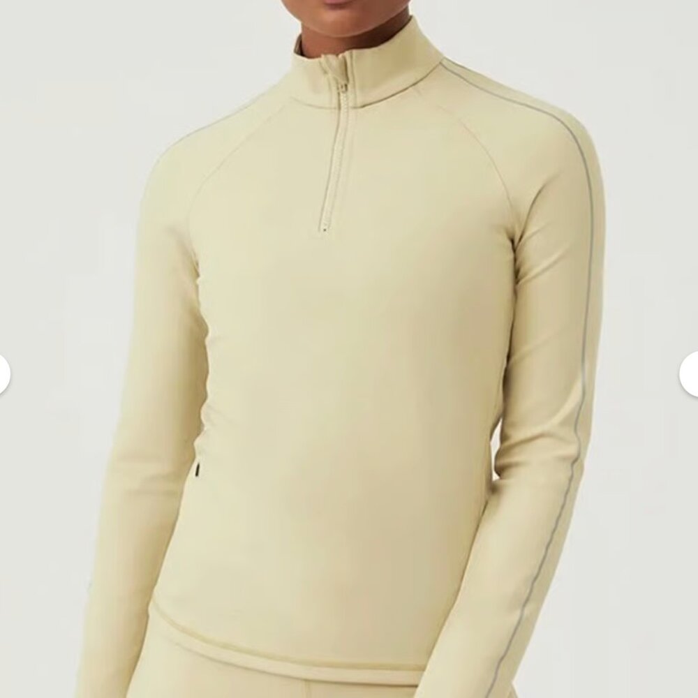 Outdoor Voices Frost Knit 1/4 Zip, Beige, Size S